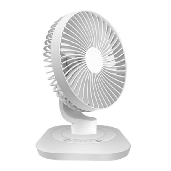 USB Mini Air Conditioner Desk Fan Rechargeable Mute Shaking Head Desktop Cooling Fan Strong Wind Quiet Operation for Home Office - White