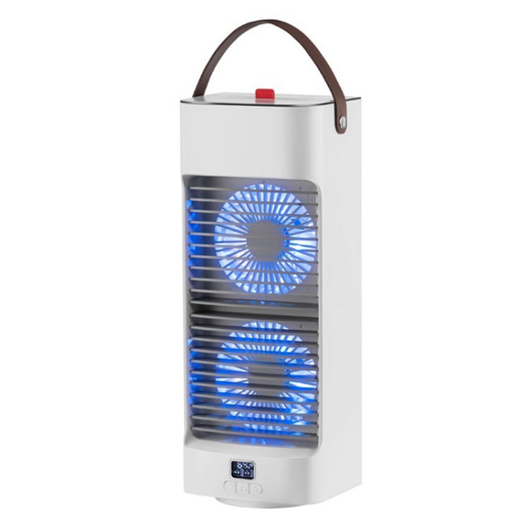 Portable USB Fan Desktop Air Conditioner with LED Lamp Humidifier Cooling Fan - White