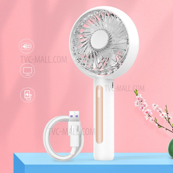 WT-F22 USB Rechargeable Desktop Mini Handheld Fan with Mobile Phone Holder 4 Speeds Adjustable Air Cooler - White