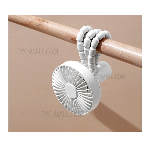 F1010 Mini Portable Hanging Octopus Shape Fan Stand Adjustable Handheld USB Charging Fan Air Cooler - White