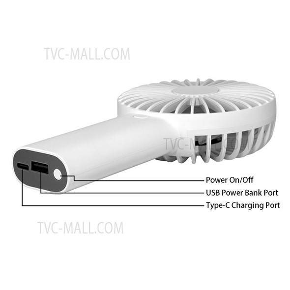 803 Portable USB Charging Handheld Desktop Mini Fan Three Speed Summer Cooling Fan - White