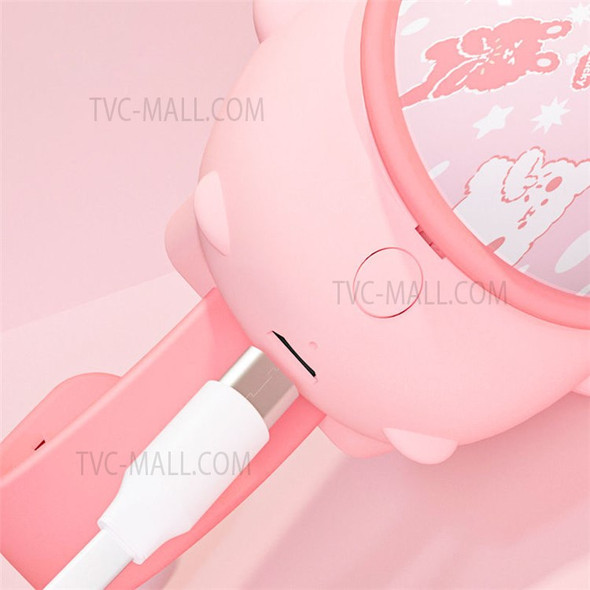 LT-S296 Cute Children Wrist Watch Fan Cooler Creative Projection Student USB Charging Summer Bladeless Fan - Pink