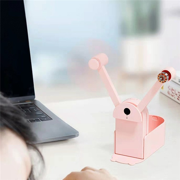 F12 3000mAh Handheld Fan Foldable Dual-Blade Cute Bear Fan Two-Head Mini Portable Fan - Pink