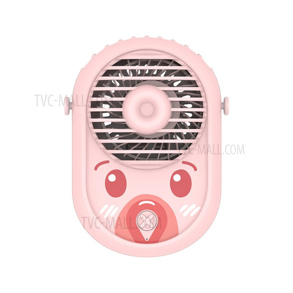 M01 Pattern Printing Hanging Neck Fan 3 Modes Adjustable Outdoor Travel Handheld Cooling Fan Air Cooler - Pink