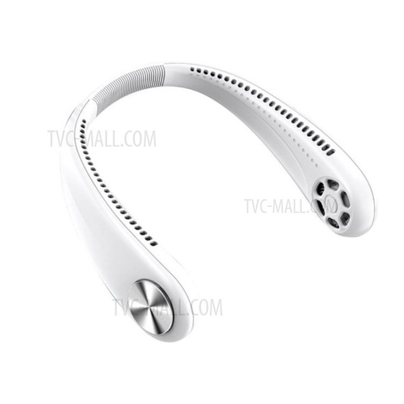 Portable USB Rechargeable Low Noise Neck-hanging Sports Mini Fan - White