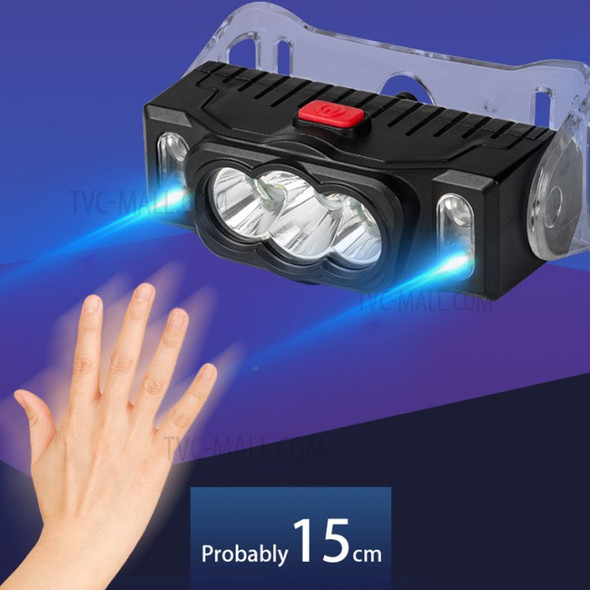 E-SMARTER W660-3 T6 3-Head Flashlight Lamp High Brightness Hand Sensor LED Headlight
