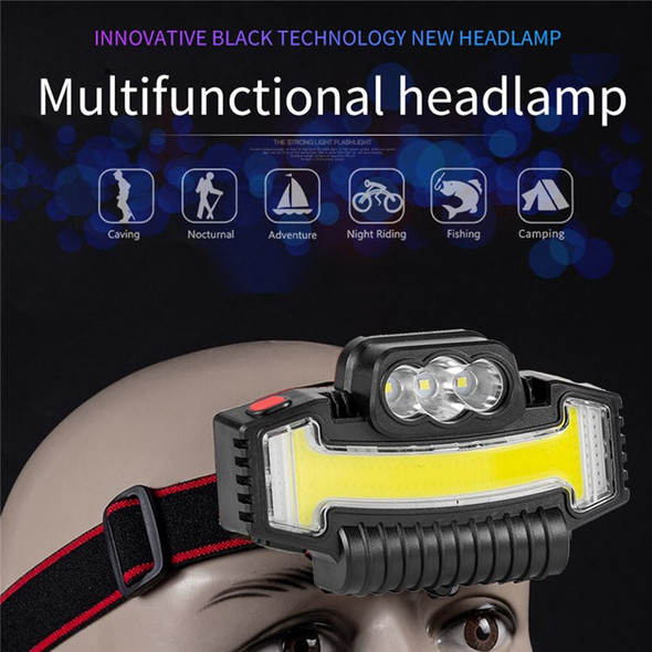 E-SMARTER W685-3 Outdoor 90-degree Adjustable Head Lamp 3 LED+COB High Power Headlight Multi-function Headband Flashlight for Night Riding Fishing