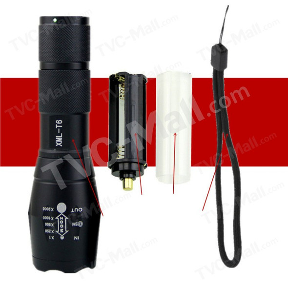 CREE XML-T6 Ultra Bright LED Flashlight Torch with Adjustable Focus Zoom (18650 Version Alone)