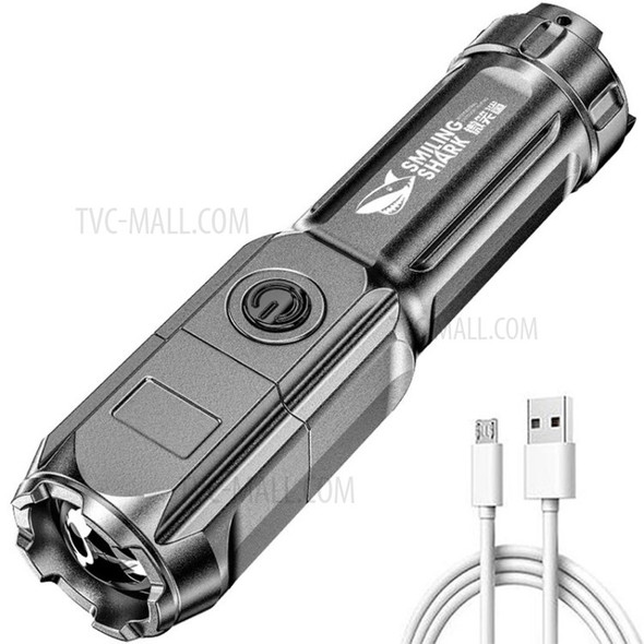 Strong Light Flashlight 100-200m Zoom Super Bright Tactical Flashlight for Outdoor Lighting - Black