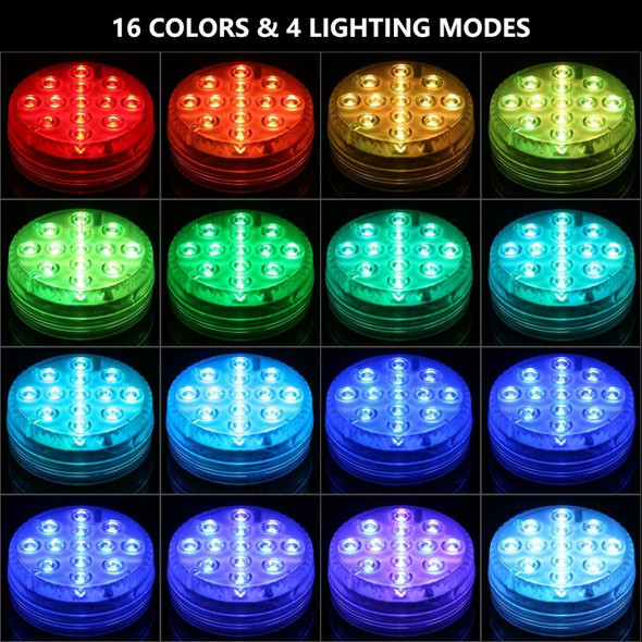 Submersible Pool Light with IR Remote Dimmable RGBW LEDs 16 Colors & 4 Lighting Modes Timer Function IP68 Waterproof - 4pcs