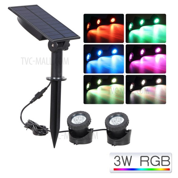 Underwater Solar RGB LED Landscape Light Gradient Spotlight for Garden Pool Patio - 2-Light