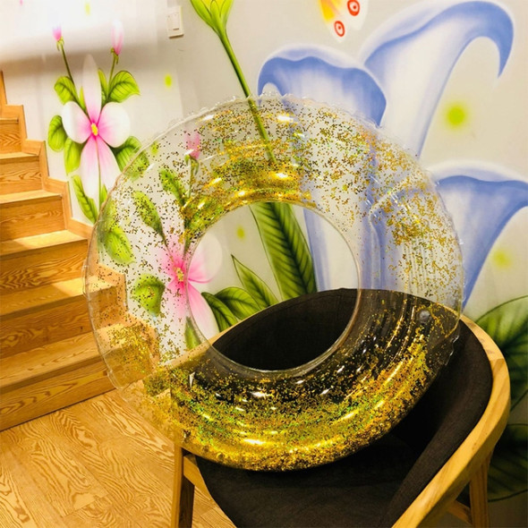 All-transparent Sequined Swimming Ring, Diameter: 90cm (Gold)