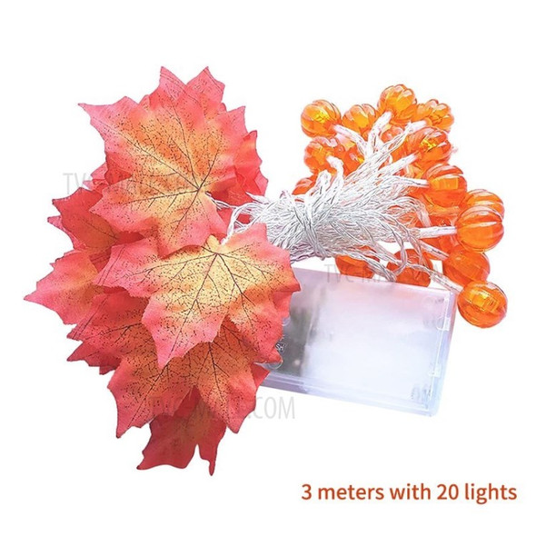 For Christmas Halloween Maple Leaf Shape LED Fairy Light Pumpkin Lamp Decor - 3 Meters 20 Lights
