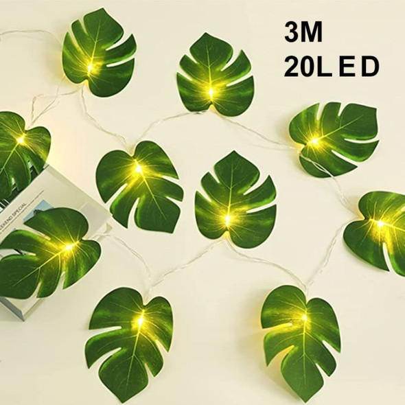 LED String Light Green Leaf Decorative Lights Fairy Night Light for Room Bedroom Wall Decoration - 3 Meters/20 Lights