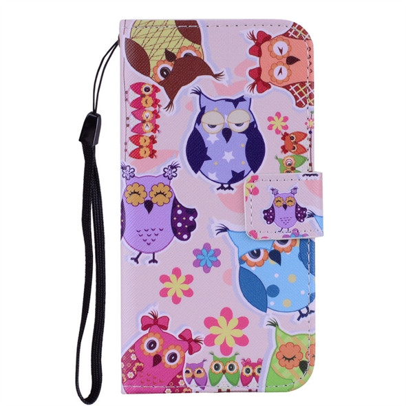 Colorful Owl Pattern Colored Drawing Horizontal Flip Leather Case for Huawei Mate 20 Lite, with Holder & Card Slots & Wallet & Lanyard