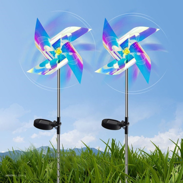 2Pcs Wind Spinner LED Solar Stake Light for Lawn Patio Porch Backyard Stylish Windmill Light