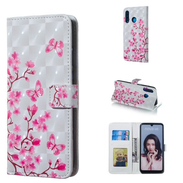 Butterfly Love Flower Pattern 3D Horizontal Flip Leather Case for Huawei P30 Lite, with Holder & Card Slots & Photo Frame & Wallet