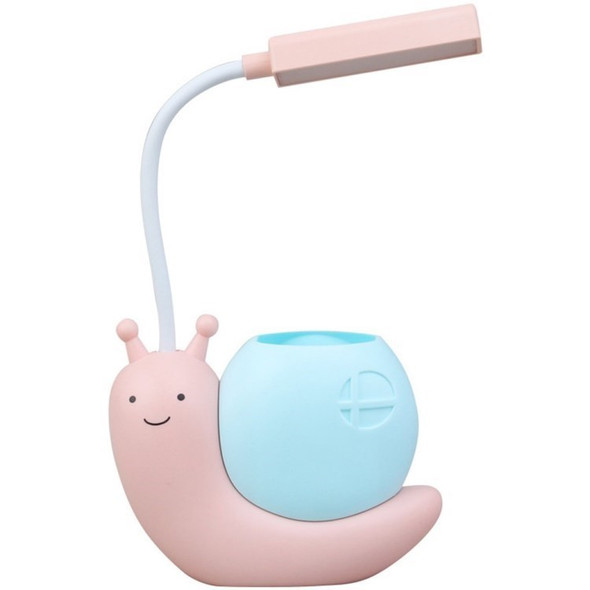 Snail Desk Lamp USB Charging Student Learning Eye Protection Reading Lamp Table Light with Pen Holder - Pink
