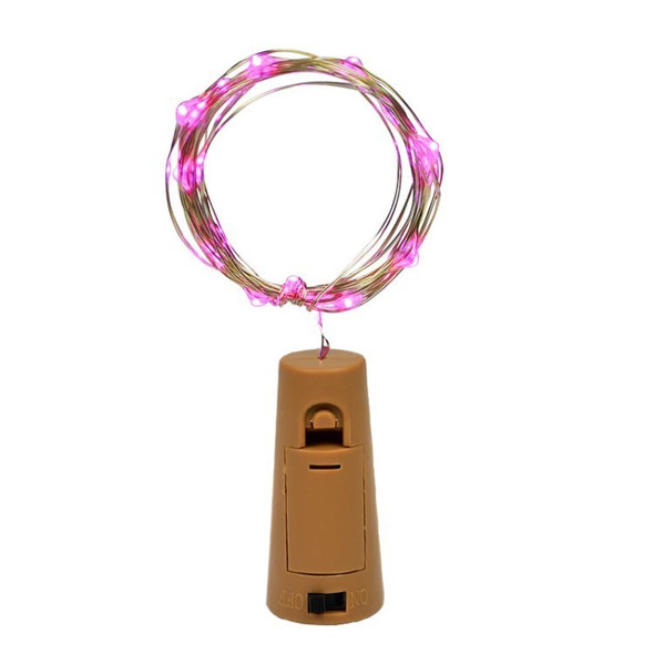 Wine Bottle Fairy Light Durable Flexible Waterproof Cork String Light for Jar Party Wedding Festival - Pink