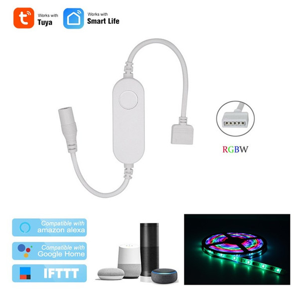 WiFi LED Controller Wireless Smart Controller with RGB Interface Strip Light Voice Control - White