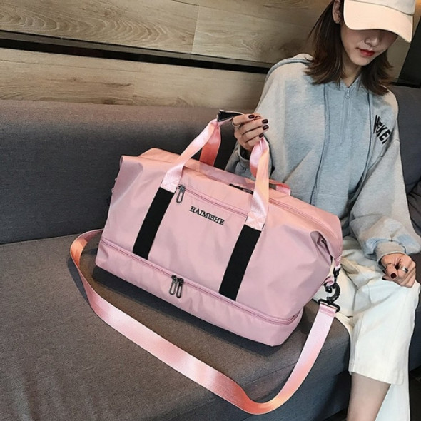 Dry and Wet Separating Shoulder Travel Bag Leisure Sport Handbag with Shoes Socket (Pink)