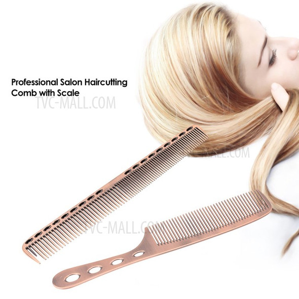 2Pcs Salon Hair Comb with Scale Professional Barber Hairdressing Steel Comb Metal Hair Cutting Comb - Gold