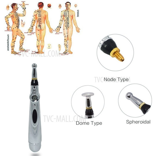 Electronic Acupuncture Pen Pain Relief Heal Massage Pen Acupuntura Body Head Leg Massage Tool - Silver
