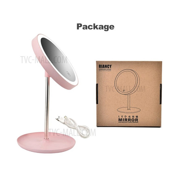 Lighted Large Makeup Mirror 360-degree Rotating LED Light Mirror Brightness Adjustable Circle Vanity Mirror for Home Travel Gift - White