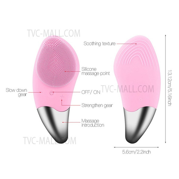 Facial Cleansing Brush Silicone Beauty Massager Electric 5 Speed Sonic Vibrating Scrubber for Deep Cleanser with IPX7 Waterproof - Blue