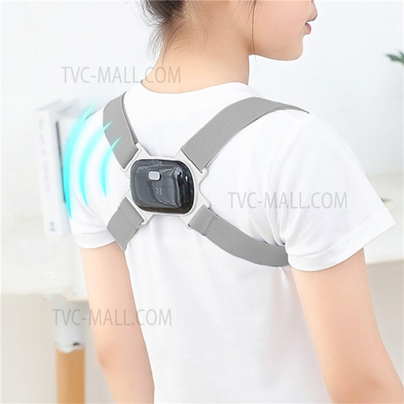 Posture Corrector Adjustable Upper Back Brace with Smart Sensor and LED Display Support Straightener for Spine Back Neck - Grey