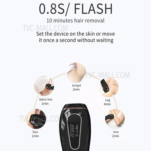 Home IPL Hair Removal Device Permanent Painless Whole Body Hair Remover - Black/EU Plug