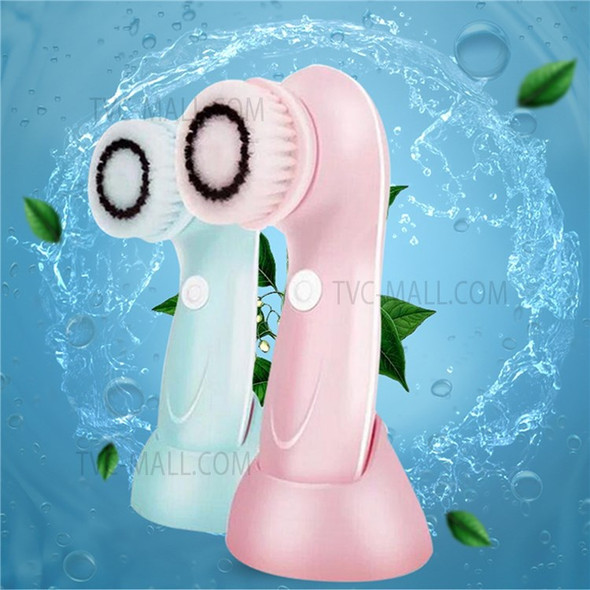 360 Degree Facial Cleansing Brush 2 Speed Levels Waterproof Face Cleaning Brush with Replacement 3 Brush Heads - Blue