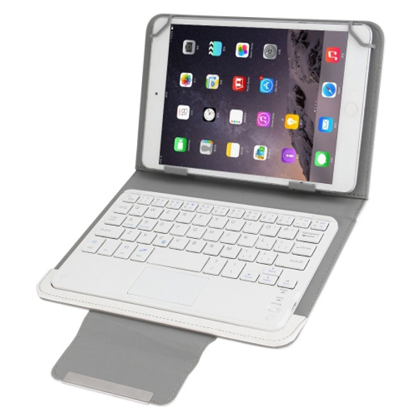 Universal Detachable Magnetic Bluetooth Touchpad Keyboard Leather Case with Holder for 10.1 inch iSO & Android & Windows Tablet PC(White)