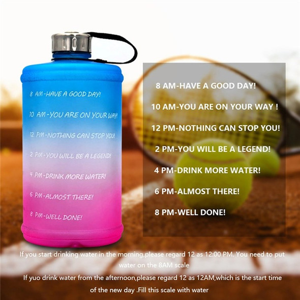 2.2L Motivational Fitness Sports Water Bottle with Time Marker (BPA Free, No FDA Certification)