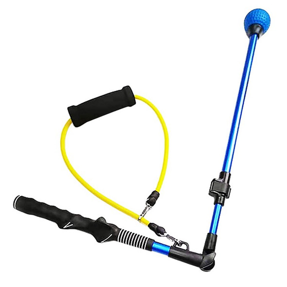 Rubber Strap Golf Training Aid Golf Swing Elbow Trainer Correcting Posture Stick for Indoor and Outdoor - Blue