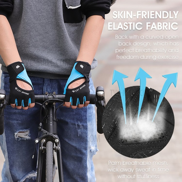 WEST BIKING YP0211217 MTB Road Bike Cycling Gloves Half Finger Shockproof Wear-resistant Breathable Sports Mittens - Black+White/M