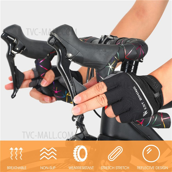 WEST BIKING 1 Pair Bike Cycling Half Finger Gloves Breathable Shockproof Bicycle Non-slip Gloves - Black/M
