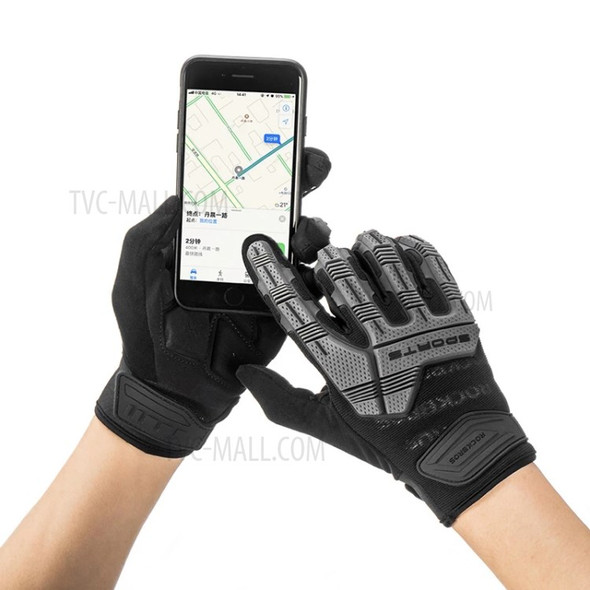 ROCKBROS S210BK One Pair Full Finger SBR 6mm Thickened Pad Shockproof Outdoor Bicycle Gloves - Size: S