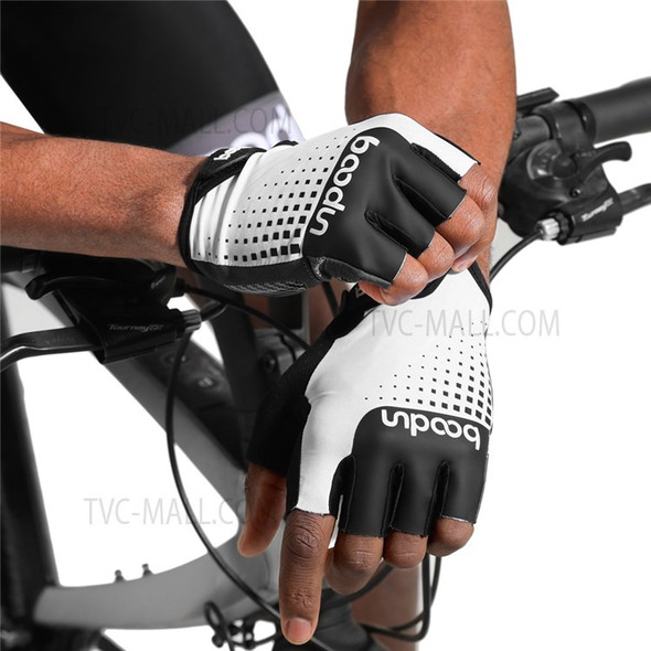BOODUN 1255 1 Pair Half Finger Bicycle Gloves Cycling Riding Anti-slip Silicone Gloves Mitten - Black/White/Size M