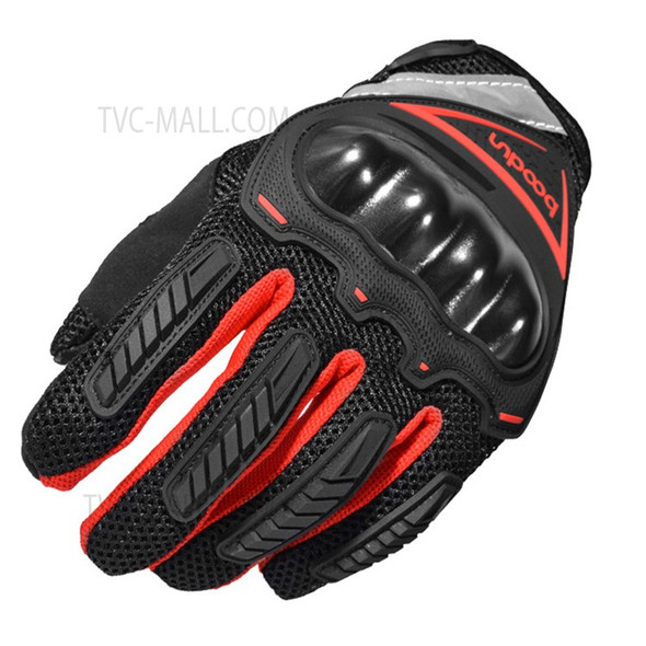 BOODUN 4281098 Full Finger Bicycle Anti-slip Gloves Wear-resistant Gloves Anti-Collision Hands Protectors with Reflective Stripes for Cycling Riding - Red/M