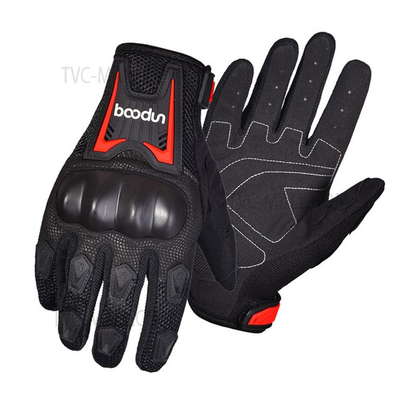 BOODUN 1099 Riding PVC Hard Shell Protective Gloves Breathable Full Finger Motorcycle Mittens - Black/S