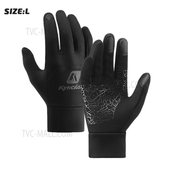 KYNCILOR A0008 1 Pair Touch Screen Winter Gloves Full Finger Anti-slip Warm Sports Mittens for Running Driving Cycling - Black/L