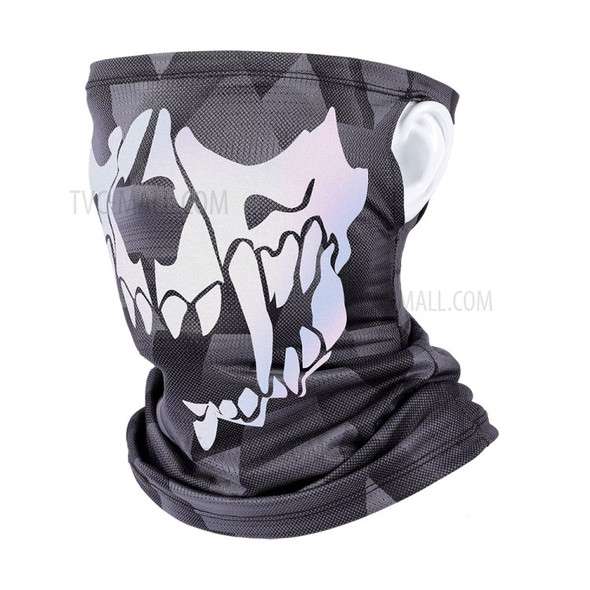 WEST BIKING Summer Cycling Reflective Skull UV Protection Face Mask Head Scarf Ice Silk Neck Gaiter - Black / Grey