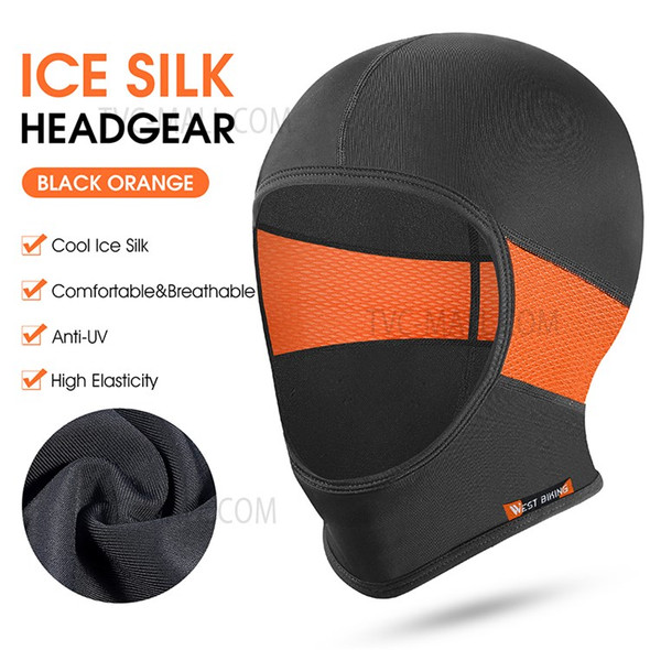 WEST BIKING YP0201317 Anti-UV Summer Ice Silk Cap Balaclava Quick-Drying Breathable Helmet Liner for Outdoor Sports - Black/Orange
