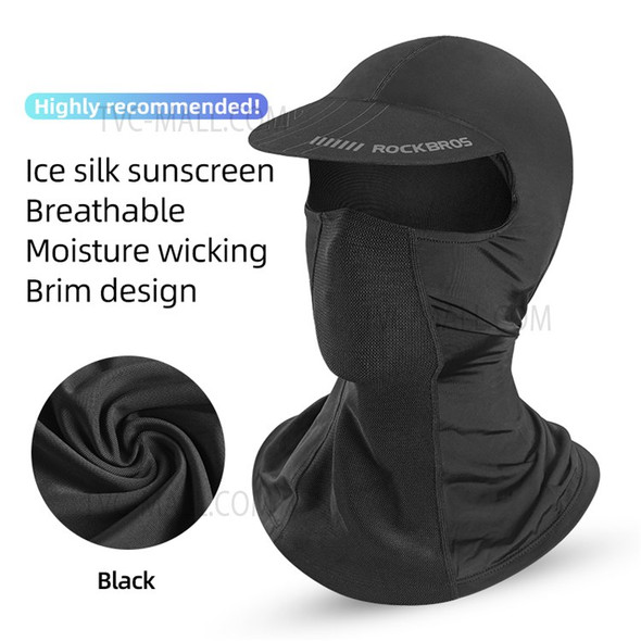 ROCKBROS LF8119 Full Cover Face Mask Sun Protection Breathable Ice Silk Outdoor Cycling Motorcycle Helmet Liner Balaclava Cap with Brim - Black