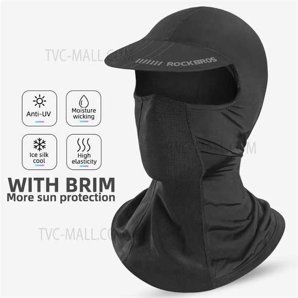 ROCKBROS LF8119 Full Cover Face Mask Sun Protection Breathable Ice Silk Outdoor Cycling Motorcycle Helmet Liner Balaclava Cap with Brim - Black