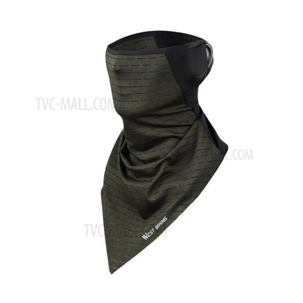 WEST BIKING Summer Outdoor Cycling UV Protection Triangle Face Mask Head Scarf Breathable Earloop Neck Gaiter - Army Green