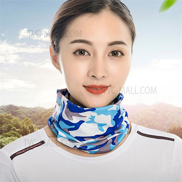 Summer Breathable Outdoor Cycling Half Face Mask Sun Protection Ice Silk Neck Gaiter - Camouflage Sky Blue