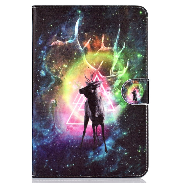 Colored Pattern Drawing Horizontal Flip PU Leather Case with Three-folding Holder for 10 inch Tablet PC(Nebula deer)