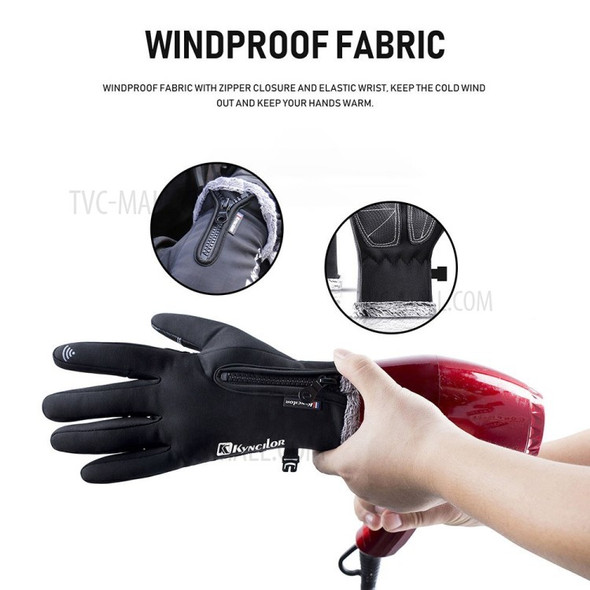 KYNCILOR For Outdoor Exercise Work Winter Warm Gloves Fleece Windproof Waterproof Gloves - Black/L